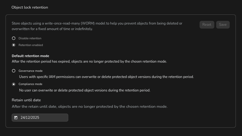 GDX Console - Lock a specific object up to a retention date