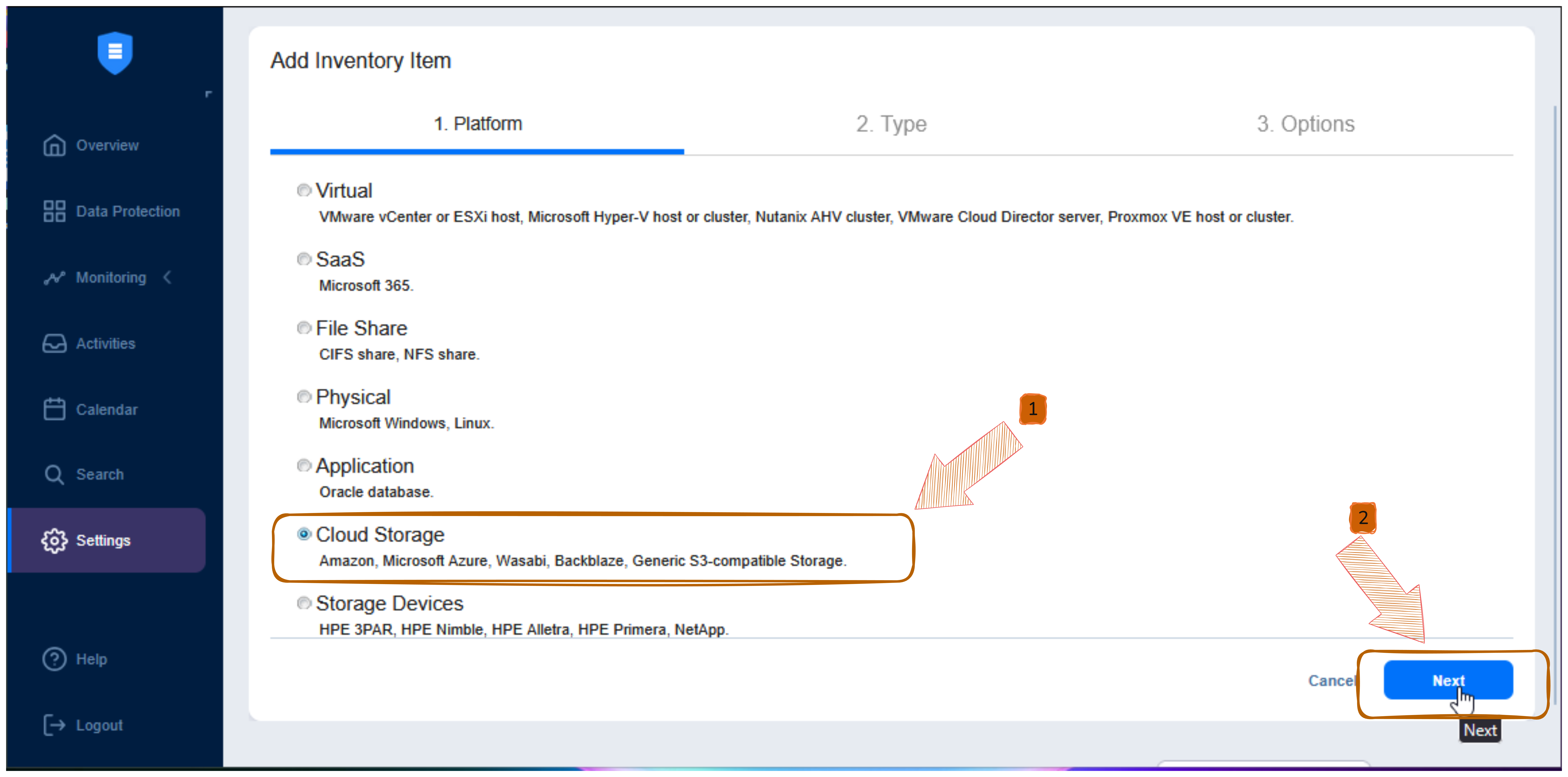 Add Inventory Item - Select Platform