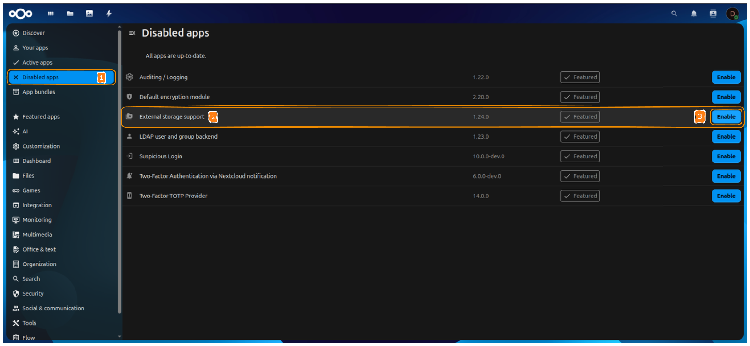 Enable Disabled Apps
