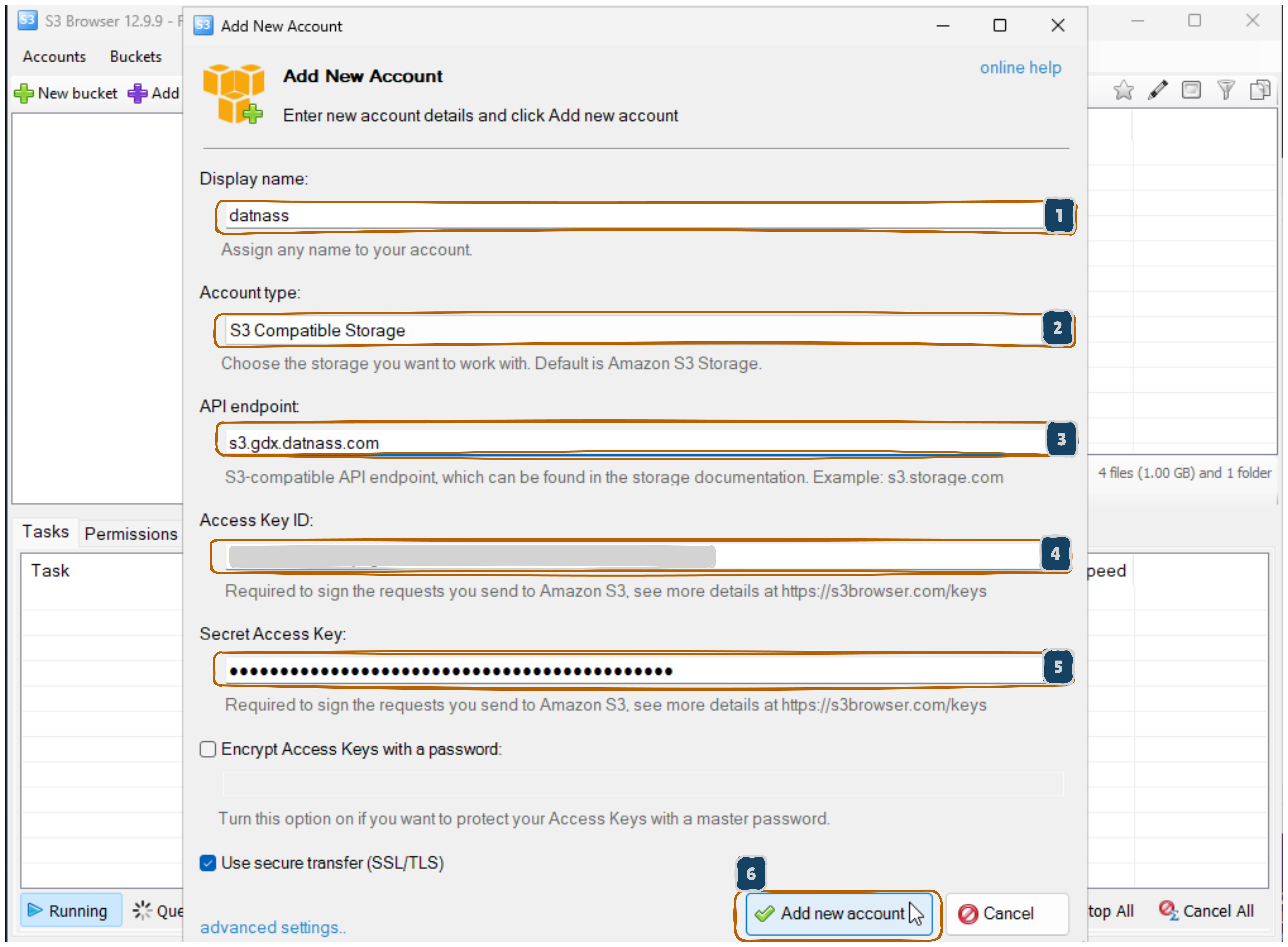 S3 Browser Account Configuration